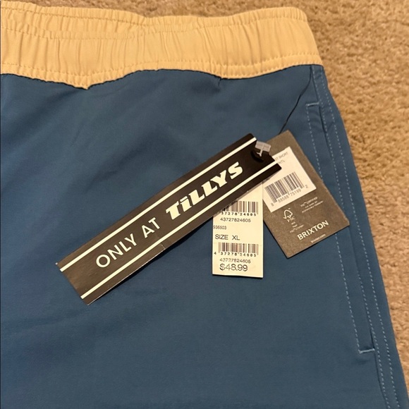 Brixton Men's Teal and Tan Swim Board Shorts - Picture 4 of 10